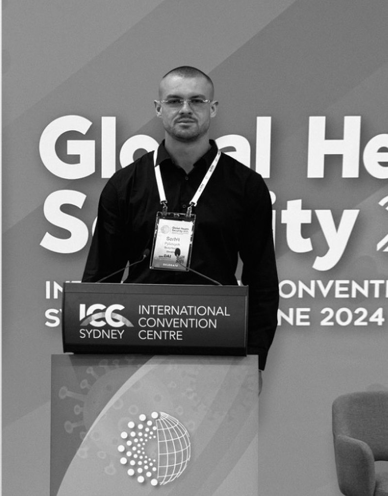 Founder on stage at Global Health Security 2024, Sydney